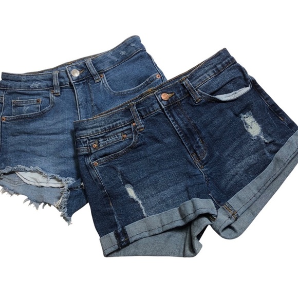 H&M Pants - 2 Pc Bundle Denim Jean Shorts Cut Off Sz 4 27 Mid-Rise Casual Festival Beach